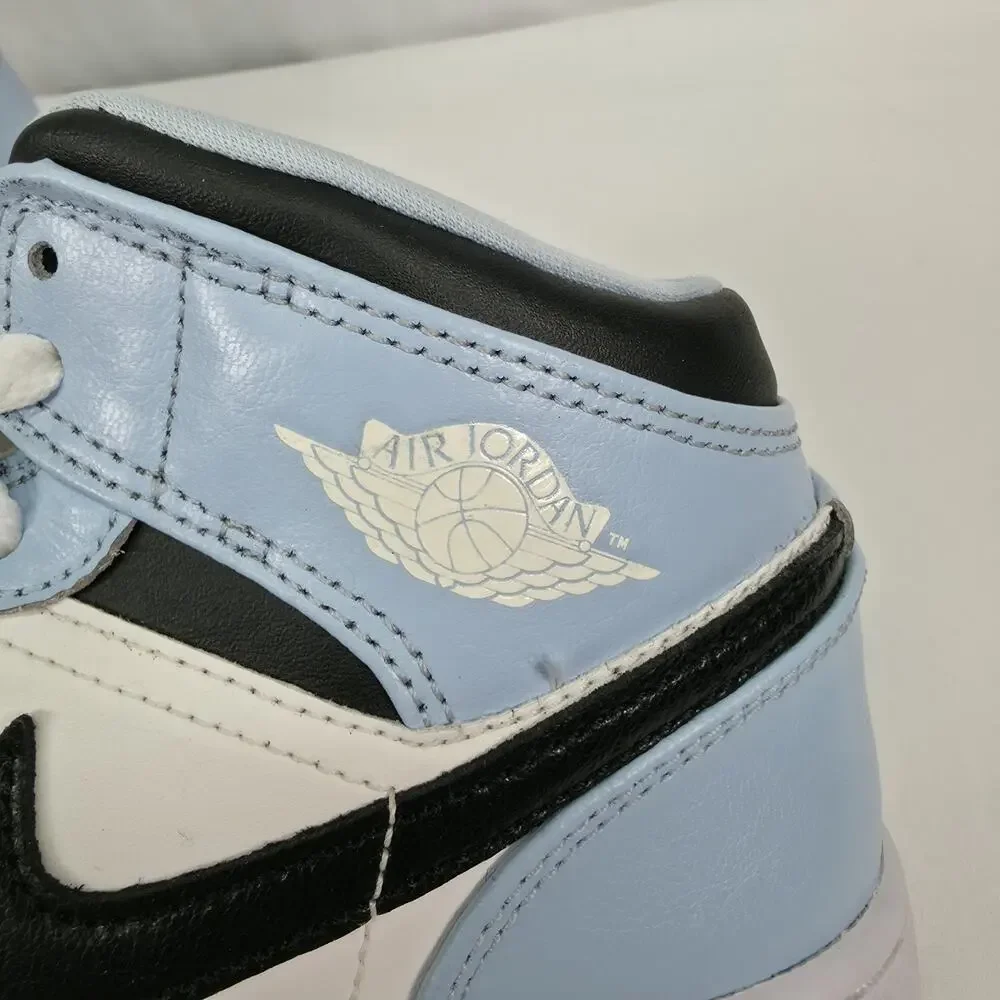 Nike Air Jordan 1 Mid GS 5.5Y Ice Blue Black White Basketball Shoes Streetwear